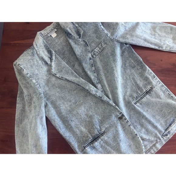 Vintage Deadstock 80s 90s Acid Wash Denim Blazer Ideas Apparel Group Women Large - Picture 2 of 11